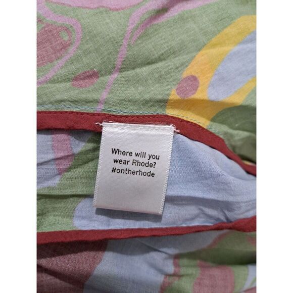 Rhode Resort Flare Mini Dress Womens Small Green Pink Watercolor Floral Artist - Picture 7 of 8